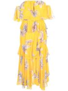 Misa Los Angeles Floral Ruffle Layer Dress - Yellow