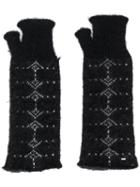 Saint Laurent Arrow Pattern Knitted Mittens - Black