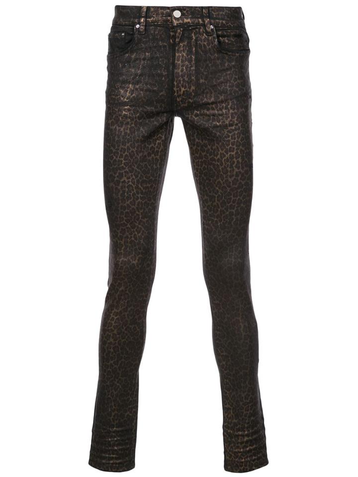 Amiri Leopard Print Skinny Jeans - Brown