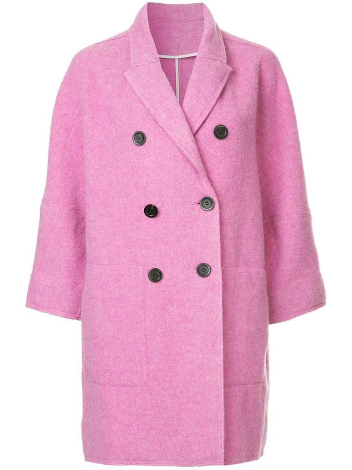Gauchère Buttoned Midi Coat - Pink & Purple
