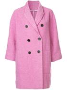 Gauchère Buttoned Midi Coat - Pink & Purple