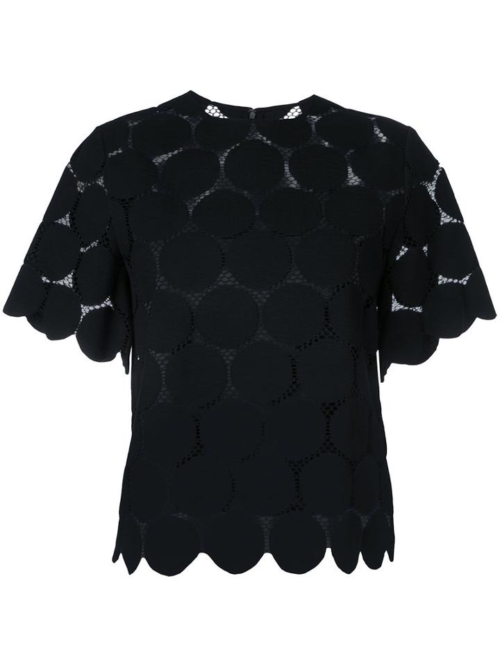 Le Ciel Bleu - Big Dot Lace Blouse - Women - Cotton/nylon - 38, Black, Cotton/nylon