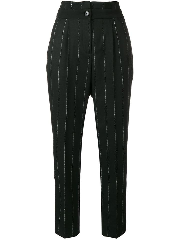 Liu Jo Pinstriped Trousers - Black