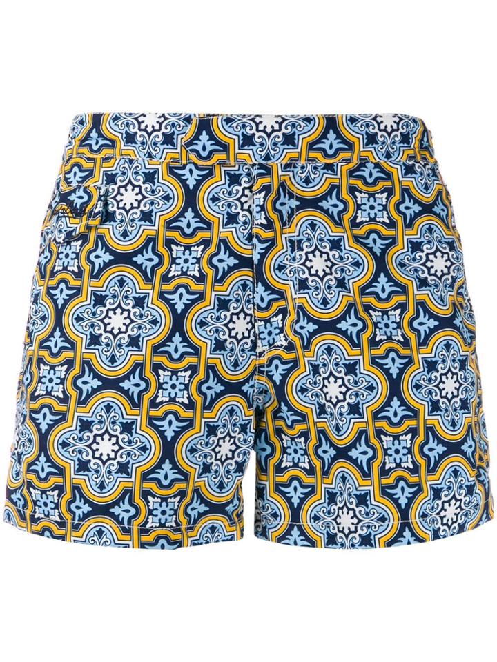 Mc2 Saint Barth Mosaic Print Swim Shorts - Blue