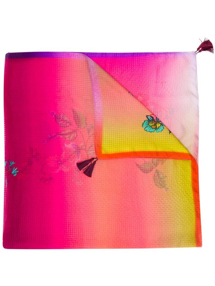 Etro Gradient Flowers Scarf - Pink
