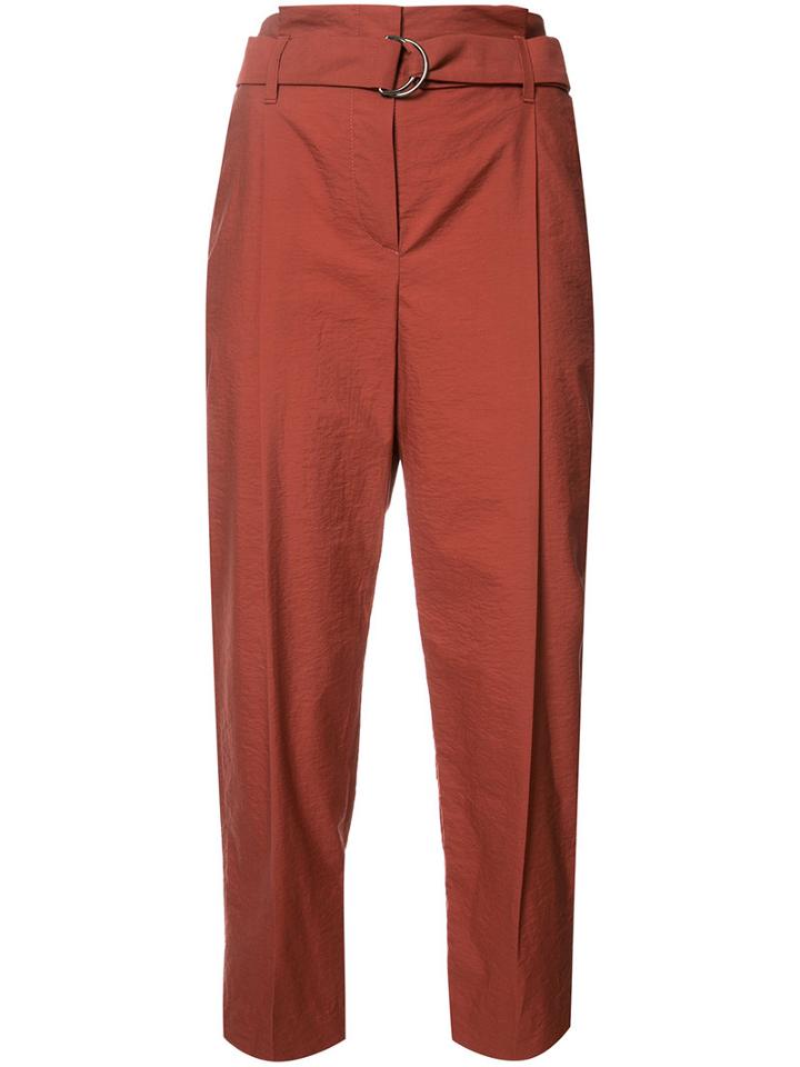 Brunello Cucinelli Tapered Cropped Trousers, Women's, Size: 46, Red, Cotton/polyamide