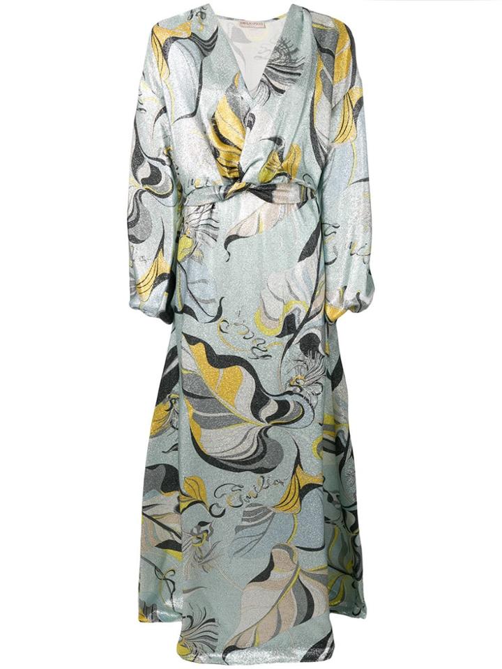 Emilio Pucci Frida Print Cady Lamé Evening Dress - Grey