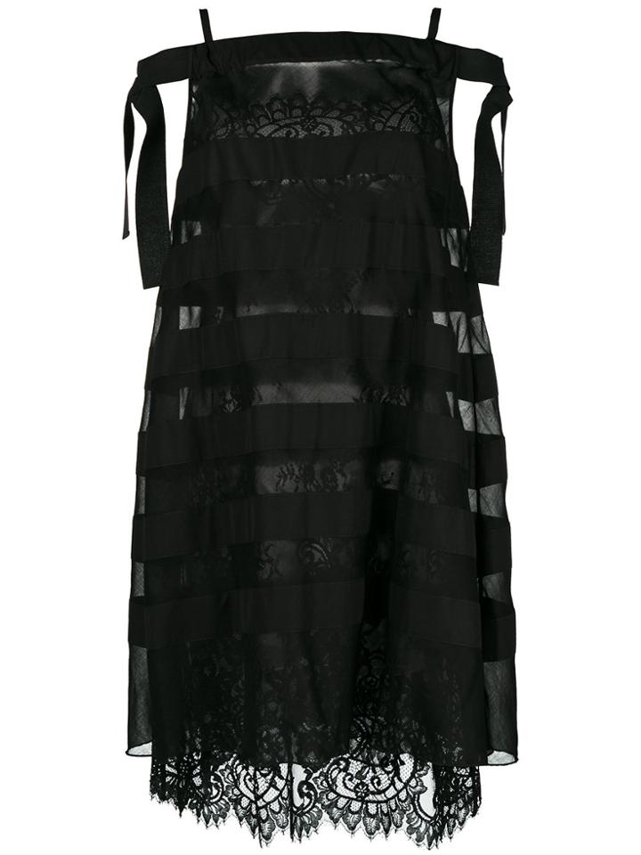 Ermanno Scervino Lace And Stripe Sheer Layered Dress - Black