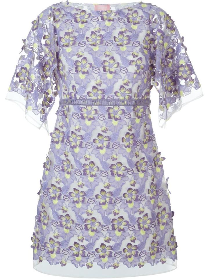 Giamba Embroidered Sheer Floral Dress, Women's, Size: 40, Pink/purple, Polyester