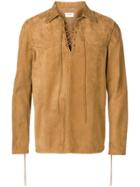 Saint Laurent Lace-up Shirt Jacket - Brown