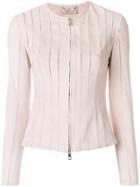 Desa Collection Pleated Suede Jacket - Pink & Purple