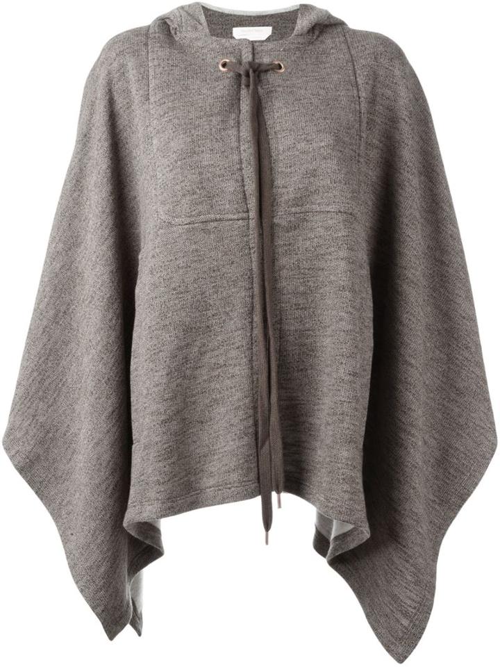 See By Chloé Hooded Knit Poncho, Women's, Size: Medium/large, Brown, Cotton/polyester/virgin Wool