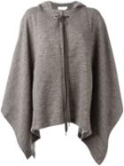 See By Chloé Hooded Knit Poncho, Women's, Size: Medium/large, Brown, Cotton/polyester/virgin Wool