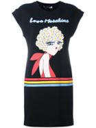Love Moschino Graphic Print T-shirt Dress, Women's, Size: 44, Black, Cotton/spandex/elastane