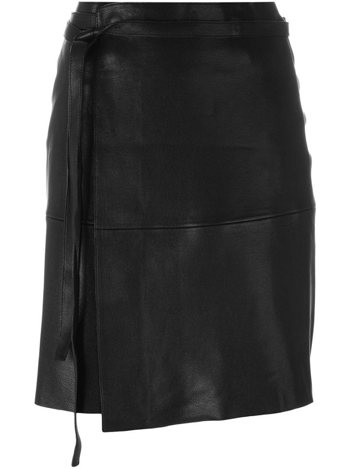 Isabel Marant Wrap Style Mini Skirt, Women's, Size: 40, Black, Lamb Skin