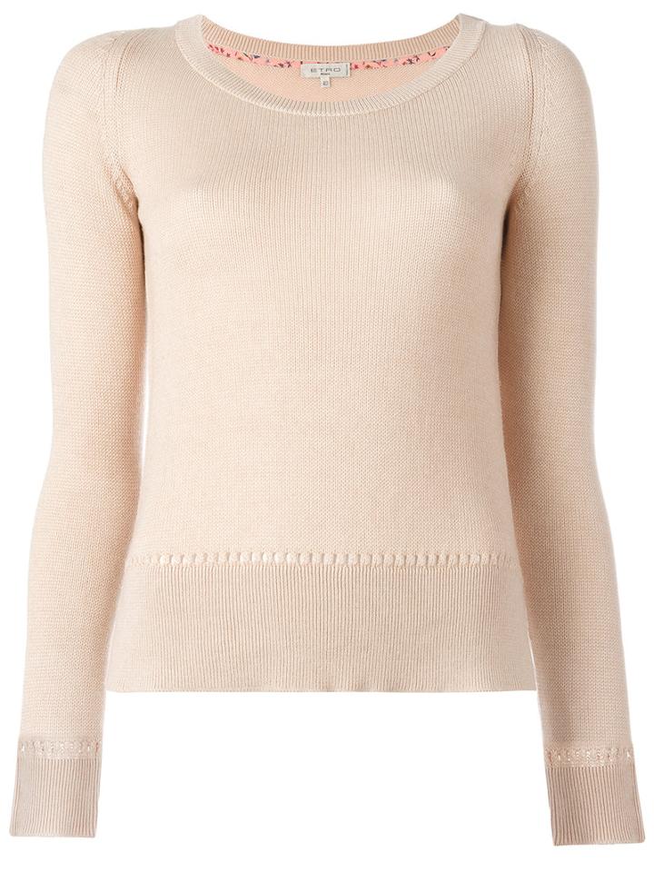 Etro Round Neck Jumper, Women's, Size: 40, Nude/neutrals, Cotton/cashmere