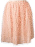 Red Valentino Embroidered Tulle Ruffled Skirt