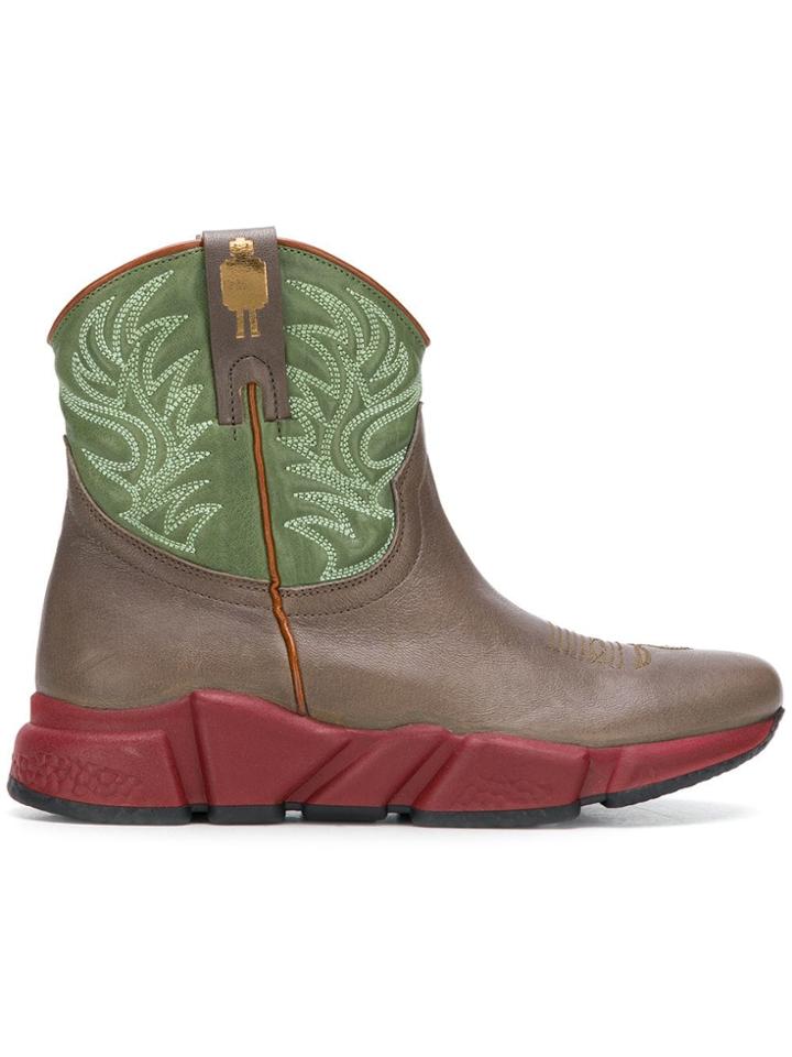 Texas Robot Western Sneaker Boots - Green