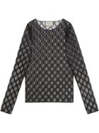 Gucci Gg Embroidered Tulle T-shirt - Black