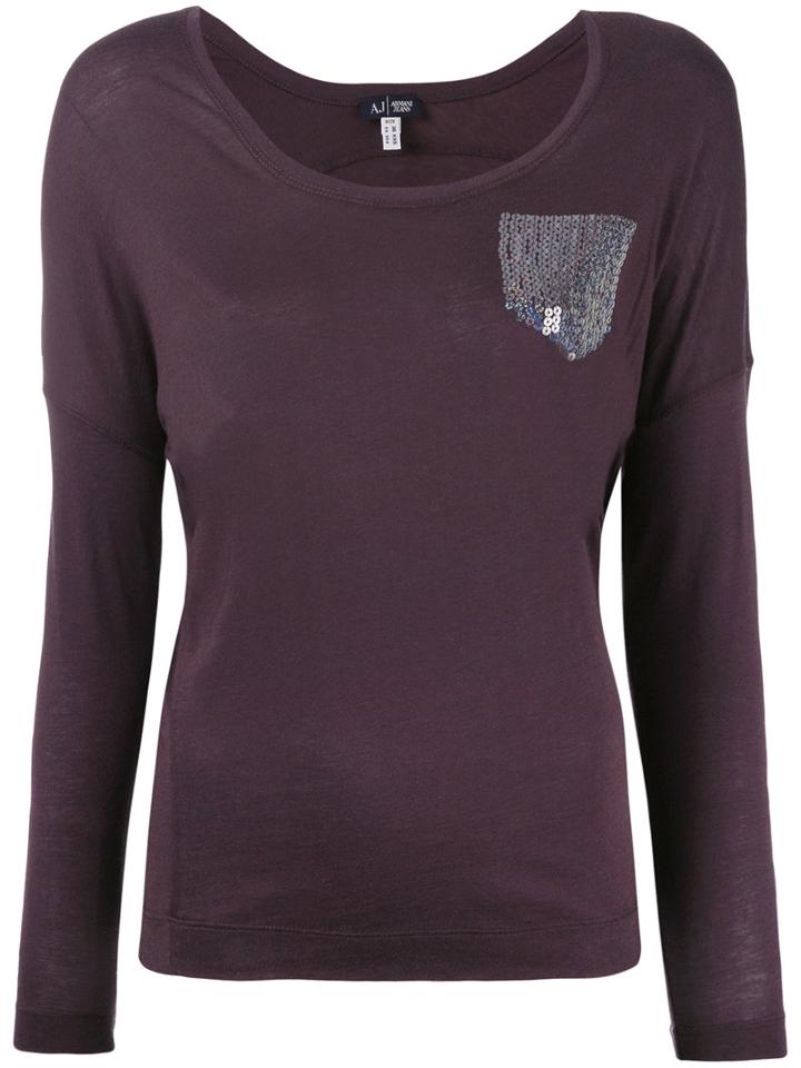 Armani Jeans - Sequin Embellished Sweater - Women - Cotton/modal - 36, Brown, Cotton/modal