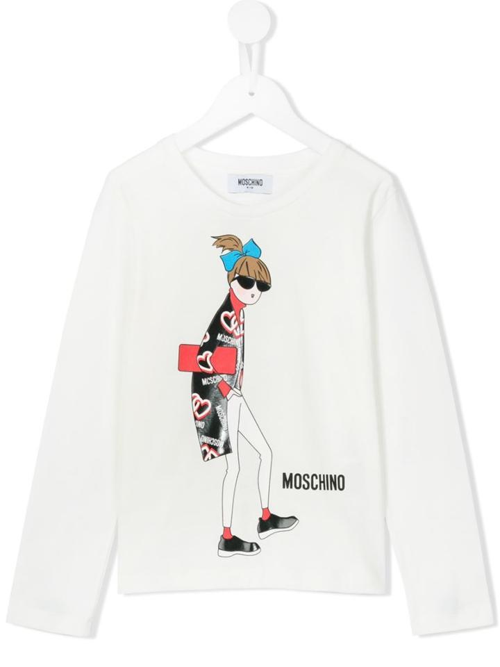 Moschino Kids Girl Print Top, Size: 8 Yrs, White