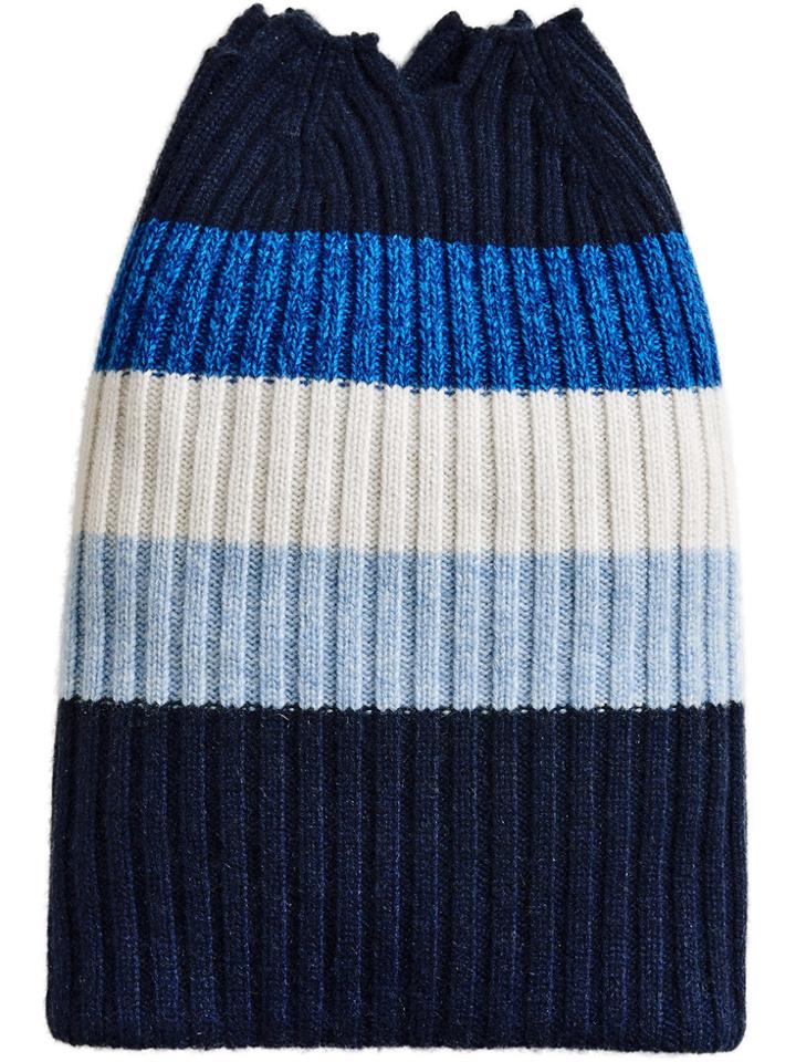 Burberry Cashmere Striped Beanie - Blue