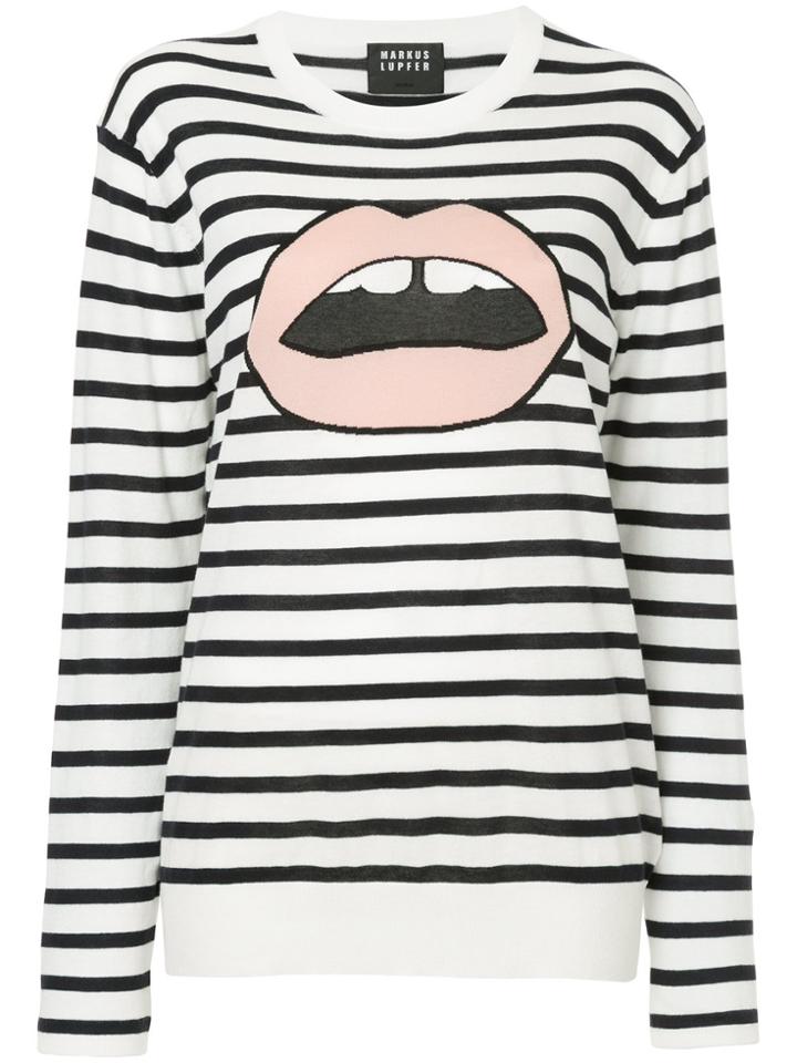 Markus Lupfer Striped Lips Top - White