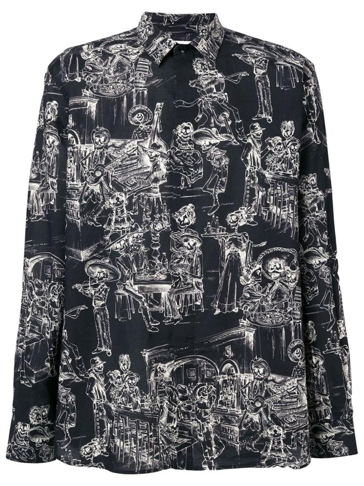 Saint Laurent Mexican Party Print Shirt - Black