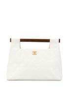 Chanel Pre-owned Quilted Wooden Handle Hand Bag - White