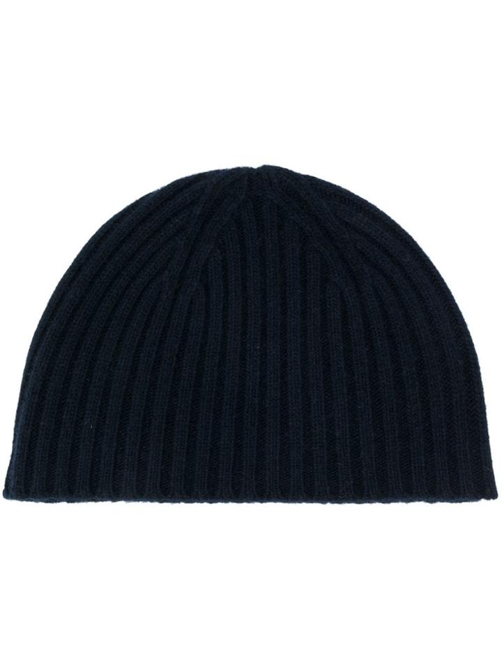 Pringle Of Scotland Ribbed Cashmere Beanie Hat - Blue