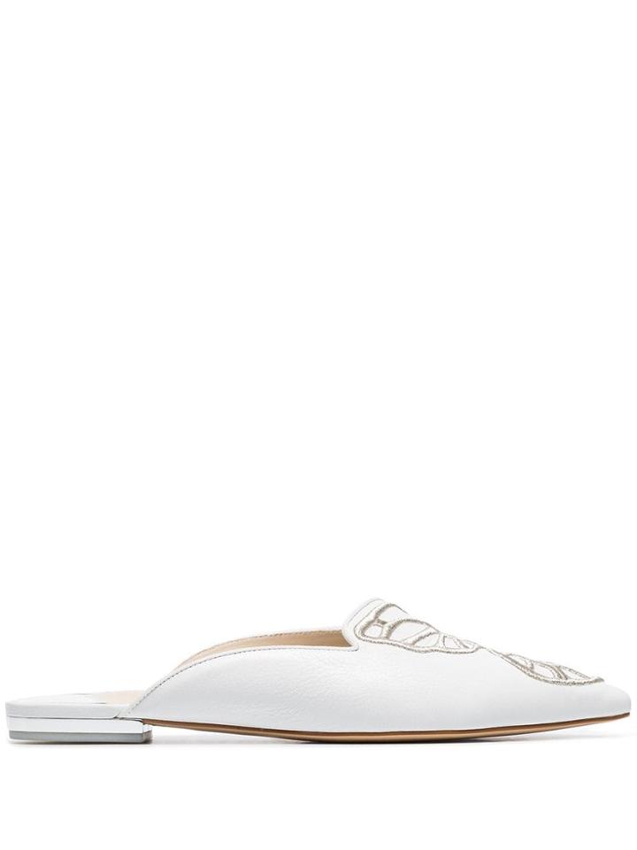 Sophia Webster Bibi Flat Leather Mules - White