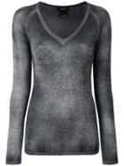 Avant Toi - V Neck Top - Women - Cashmere/silk - L, Blue, Cashmere/silk