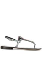 Emanuela Caruso Embellished Snake Strap Sandals - Grey