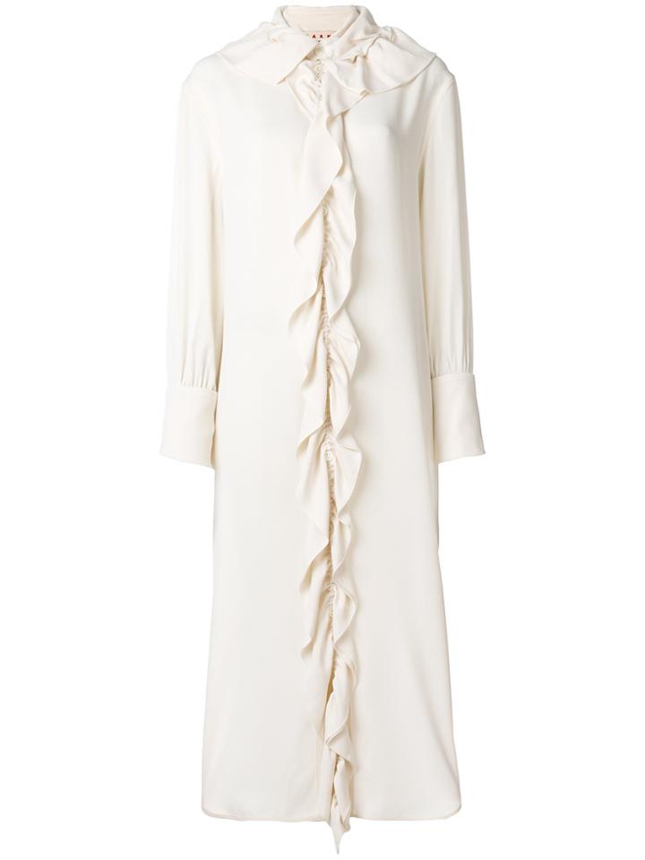 Marni Ruffle Embellished Midi Dress - Nude & Neutrals