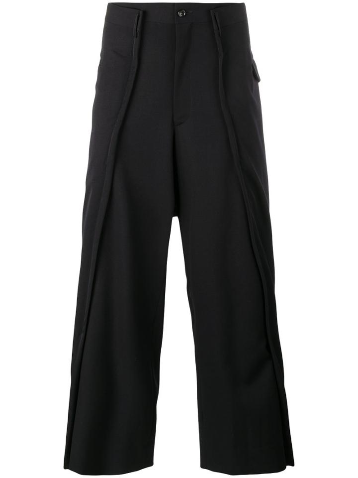 Comme Des Garçons Homme Plus Cropped Wide-leg Trousers, Men's, Size: Medium, Blue, Wool