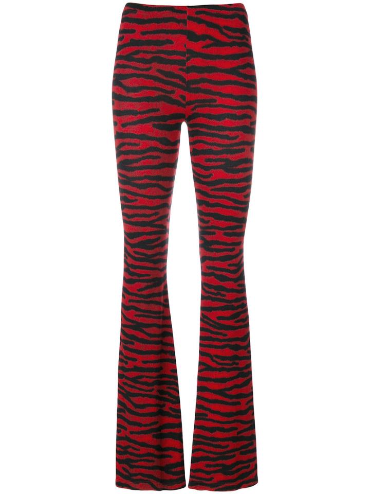 Mm6 Maison Margiela - Zebra Stripe Printed Flared Trousers - Women - Spandex/elastane/viscose - S, Red, Spandex/elastane/viscose