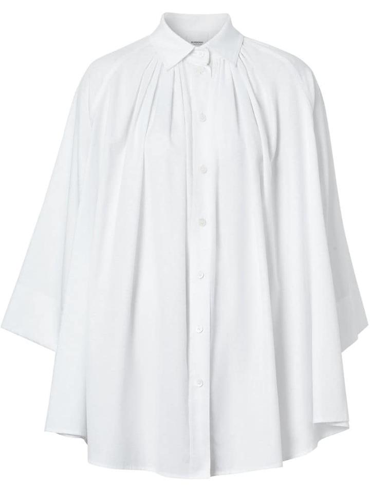 Burberry Monogram Cotton Jacquard Oversized Shirt - White