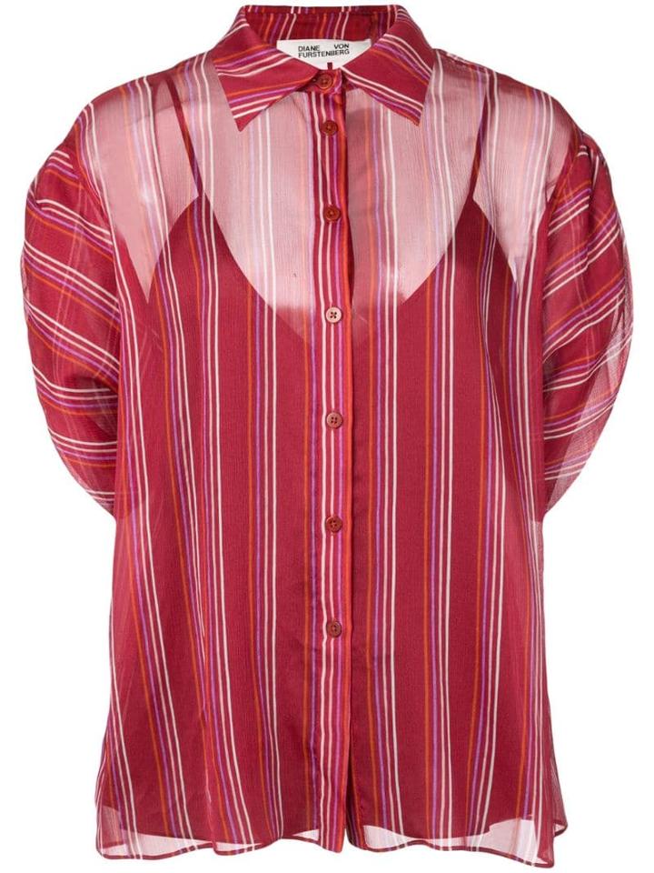 Diane Von Furstenberg Beatriz Crinkle Short-sleeve Shirt - Red