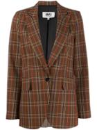 Mm6 Maison Margiela Single Breasted Checked Blazer - Brown
