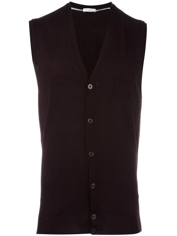 Paolo Pecora Sleeveless Cardigan, Men's, Size: Xl, Brown, Wool