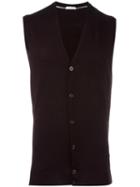Paolo Pecora Sleeveless Cardigan, Men's, Size: Xl, Brown, Wool