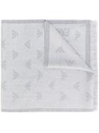 Emporio Armani - Jacquard Logo Scarf - Men - Wool - One Size, Grey, Wool