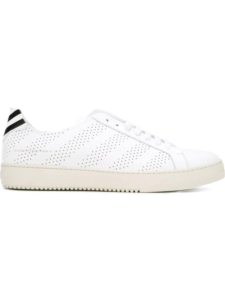 Off-white Striped Sneakers, Men's, Size: 40, White, Leather/rubber