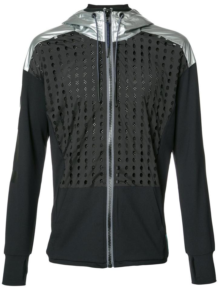 Diesel - Mesh And Metallic Panel Hoodie - Men - Nylon/polyester/spandex/elastane - L, Black, Nylon/polyester/spandex/elastane