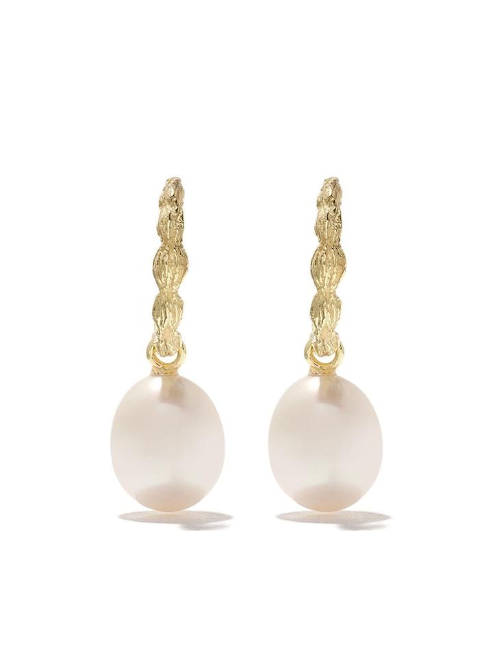 Wouters & Hendrix Gold 18kt Yellow Gold Organic Pearl Hoops