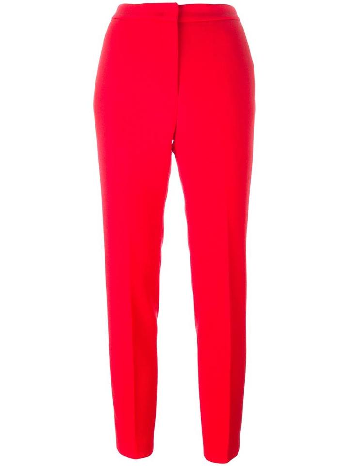 Msgm Slim-fir Tailored Trousers, Women's, Size: 42, Red, Polyester/wool