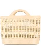 Chanel Vintage Woven Square Tote - Brown