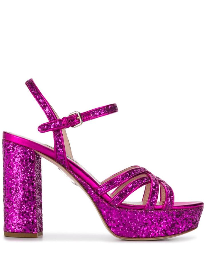 Miu Miu Sparkle Heeled Sandals - Pink