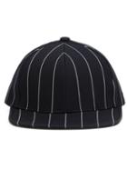 Juun.j Pinstriped Cap, Men's, Black, Polyester/wool