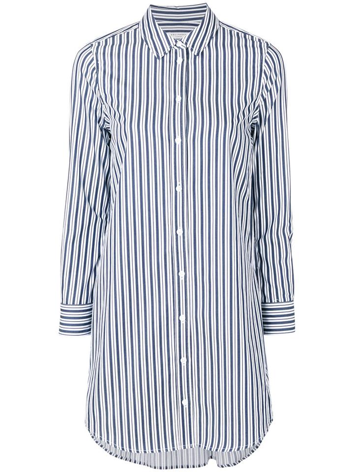 Equipment - Striped Shirt Dress - Women - Cotton - M, Blue, Cotton
